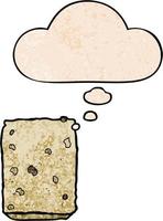 cartoon biscuit and thought bubble in grunge texture pattern style vector