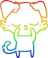 rainbow gradient line drawing cute cartoon dog vector