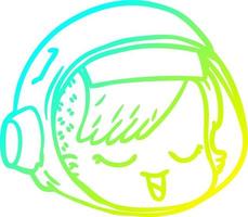 cold gradient line drawing cartoon astronaut face vector