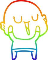 rainbow gradient line drawing happy cartoon bald man vector