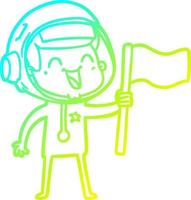 cold gradient line drawing happy cartoon astronaut vector