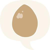 cartoon egg and speech bubble in retro style vector