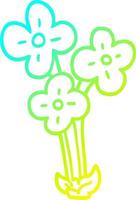 cold gradient line drawing cartoon bunch of flowers vector