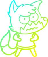 cold gradient line drawing cartoon annoyed fox vector