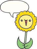 cartoon flower and speech bubble vector