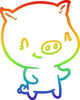 rainbow gradient line drawing cute cartoon pig vector