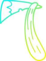 cold gradient line drawing cartoon bloody axe vector