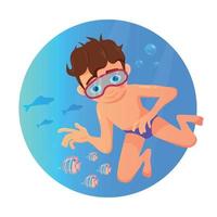 Vector illustration of boy diving in the ocean