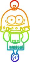 rainbow gradient line drawing happy carton robot with light bulb vector