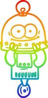 rainbow gradient line drawing happy carton robot with light bulb vector