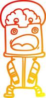 warm gradient line drawing cartoon robot vector