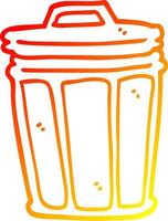 warm gradient line drawing cartoon trash can vector