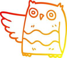 warm gradient line drawing cartoon happy owl vector