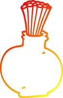 warm gradient line drawing cartoon reeds in vase vector