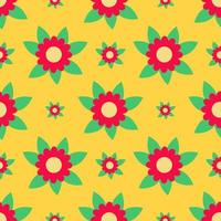 red flower seamless pattern on yellow background vector