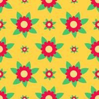 red flower seamless pattern on yellow background vector