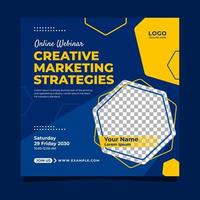 Online webinar creative marketing strategies social media post template vector