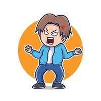 vector de ilustración de hombre enojado con chaqueta azul, vector de varios estados de ánimo y sentimientos. ilustración de personas