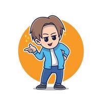 illustration vector of man pointing wearing blue jacket,vector various mood and feeling.people illustration