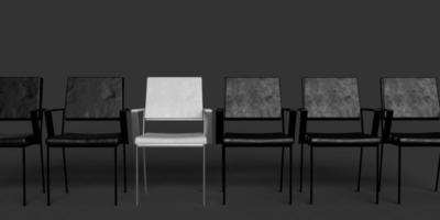 Chair white black symbol human resource hr choose business strategy company office interview opportunity work job career join hire team vacancy occupation team recruit employment leadership.3d render photo