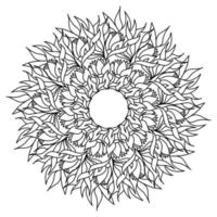 Magnolia contour mandala, zen coloring page in the shape of a round frame with flower petals vector