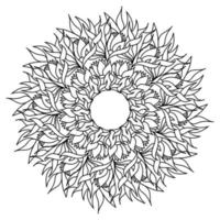 Magnolia contour mandala, zen coloring page in the shape of a round frame with flower petals vector