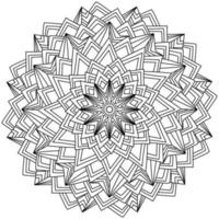 Contour zen mandala with many triangular rays, anti stress coloring page vector