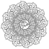 Girl power mandala, coloring page in the form of a round frame with an inscription in the center vector