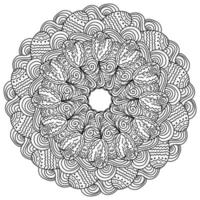 Easter eggs mandala with curls and wavy lines, holiday coloring page in the shape of a round frame vector