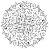 mandala ondulado con líneas en espiral y tejidos, página de coloración zen para la creatividad vector