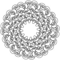Mushroom mandala, coloring page in the form of a round frame of mushrooms with thick caps vector