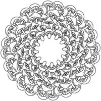 Mushroom mandala, coloring page in the form of a round frame of mushrooms with thick caps vector