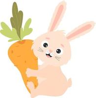 Cute rabbit with big carrot vector