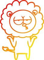 warm gradient line drawing cartoon bored lion vector