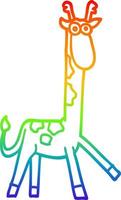 rainbow gradient line drawing cartoon funny giraffe vector