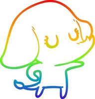 dibujo de línea de gradiente de arco iris lindo elefante de dibujos animados vector