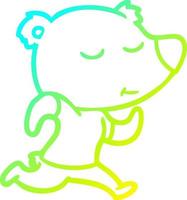cold gradient line drawing happy cartoon polar bear vector