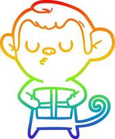 rainbow gradient line drawing cartoon monkey vector