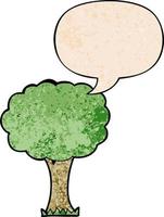 cartoon tree and speech bubble in retro texture style vector