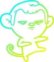 cold gradient line drawing cartoon annoyed monkey vector