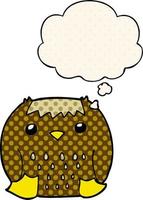 cartoon owl and thought bubble in comic book style vector