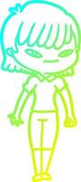 cold gradient line drawing cartoon woman vector