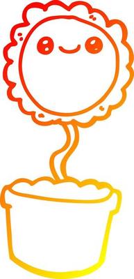 warm gradient line drawing cartoon flower