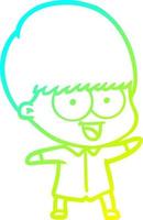 cold gradient line drawing happy cartoon boy vector