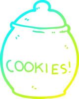 cold gradient line drawing cartoon cookie jar vector