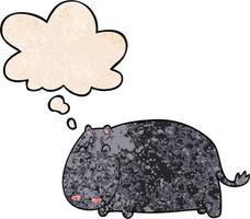 cartoon hippo and thought bubble in grunge texture pattern style vector