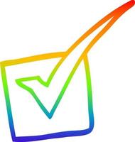 rainbow gradient line drawing cartoon tick mark vector