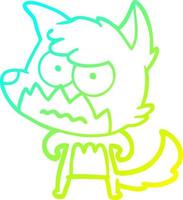 cold gradient line drawing cartoon annoyed fox vector