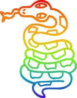 rainbow gradient line drawing cartoon poisonous snake vector