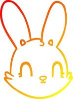 warm gradient line drawing cartoon bunny face vector